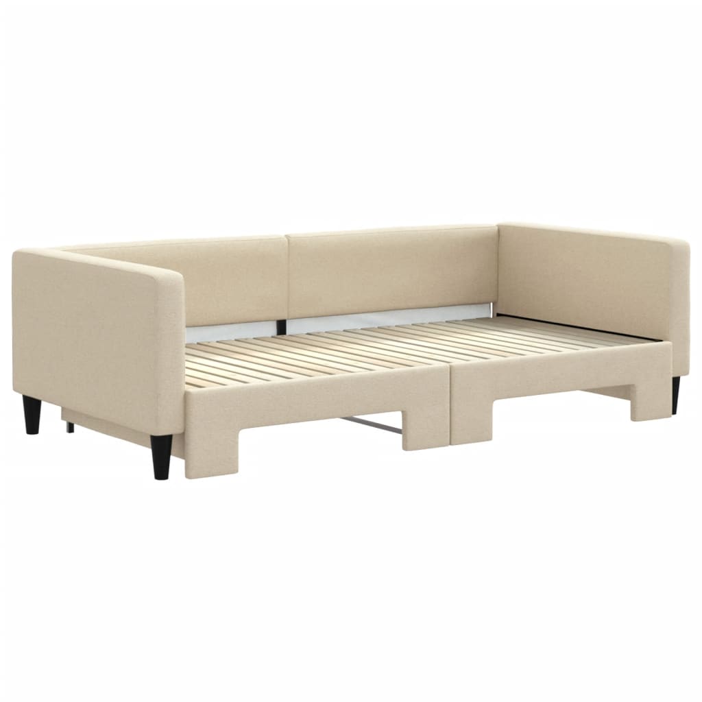 Dnevni krevet na razvlačenje krem 100 x 200 cm od tkanine