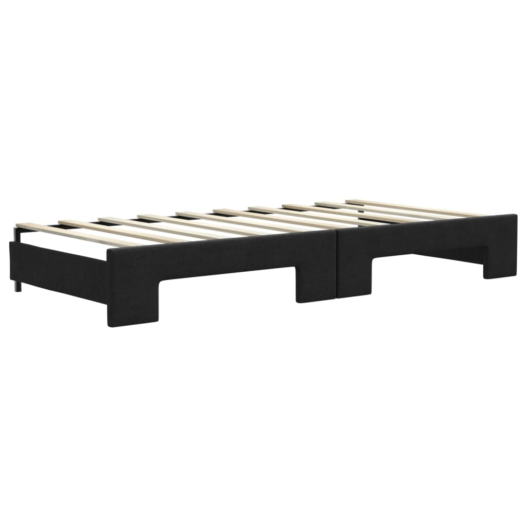 Dnevni krevet na razvlačenje crni 90 x 190 cm od tkanine
