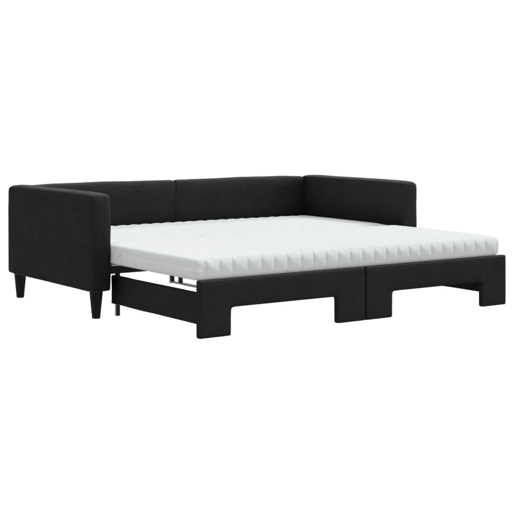Dnevni krevet na razvlačenje crni 100 x 200 cm od tkanine