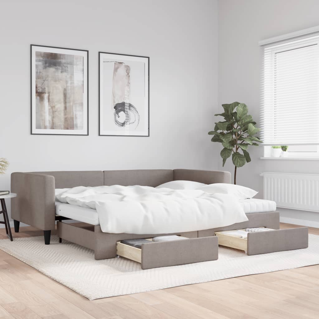 Dnevni krevet na razvlačenje smeđesivi 100 x 200 cm od tkanine