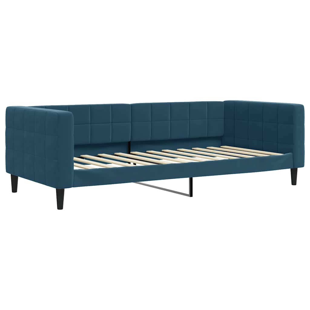 Dnevni krevet s madracem plavi 90 x 200 cm baršunasti