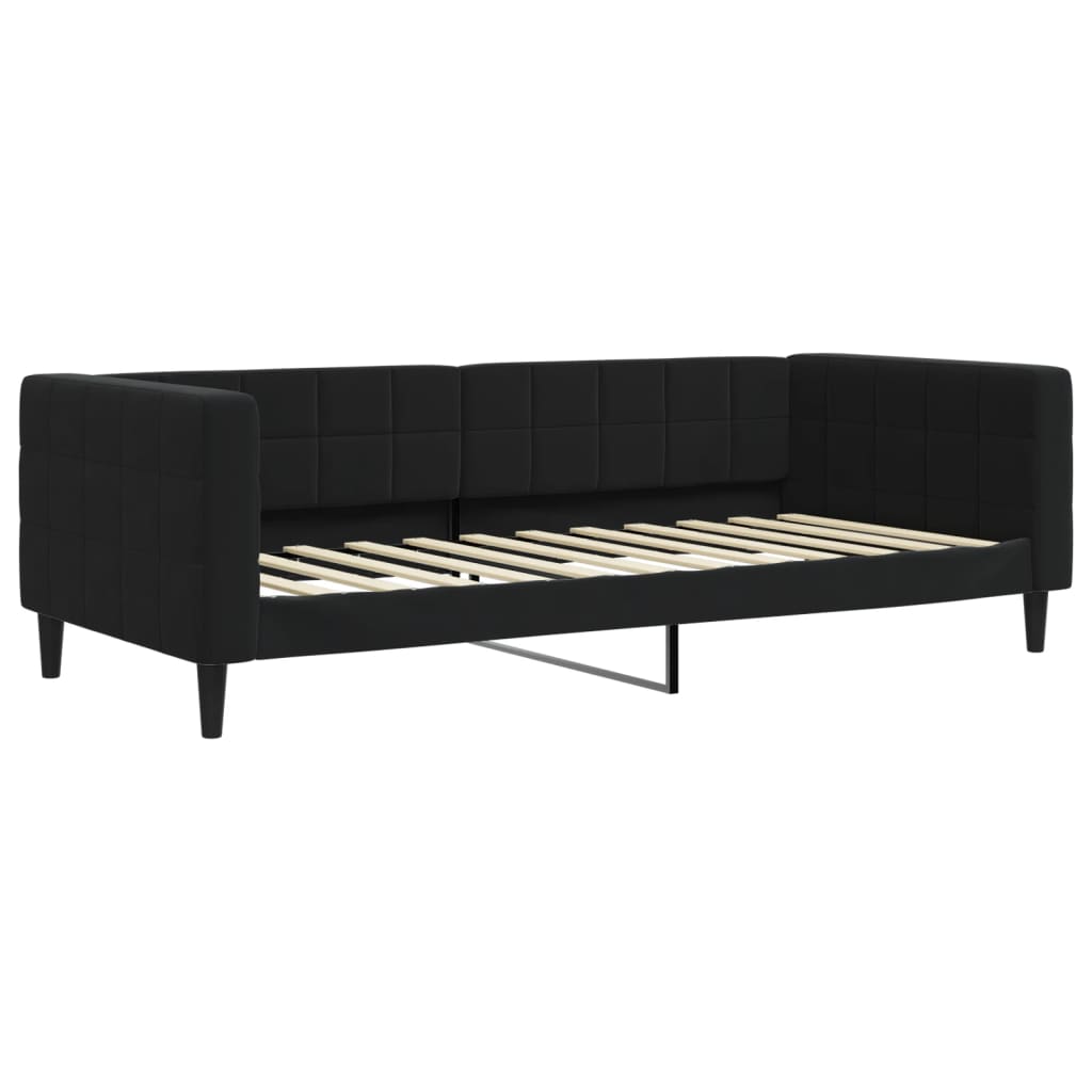 Dnevni krevet s madracem crni 90 x 200 cm baršunasti