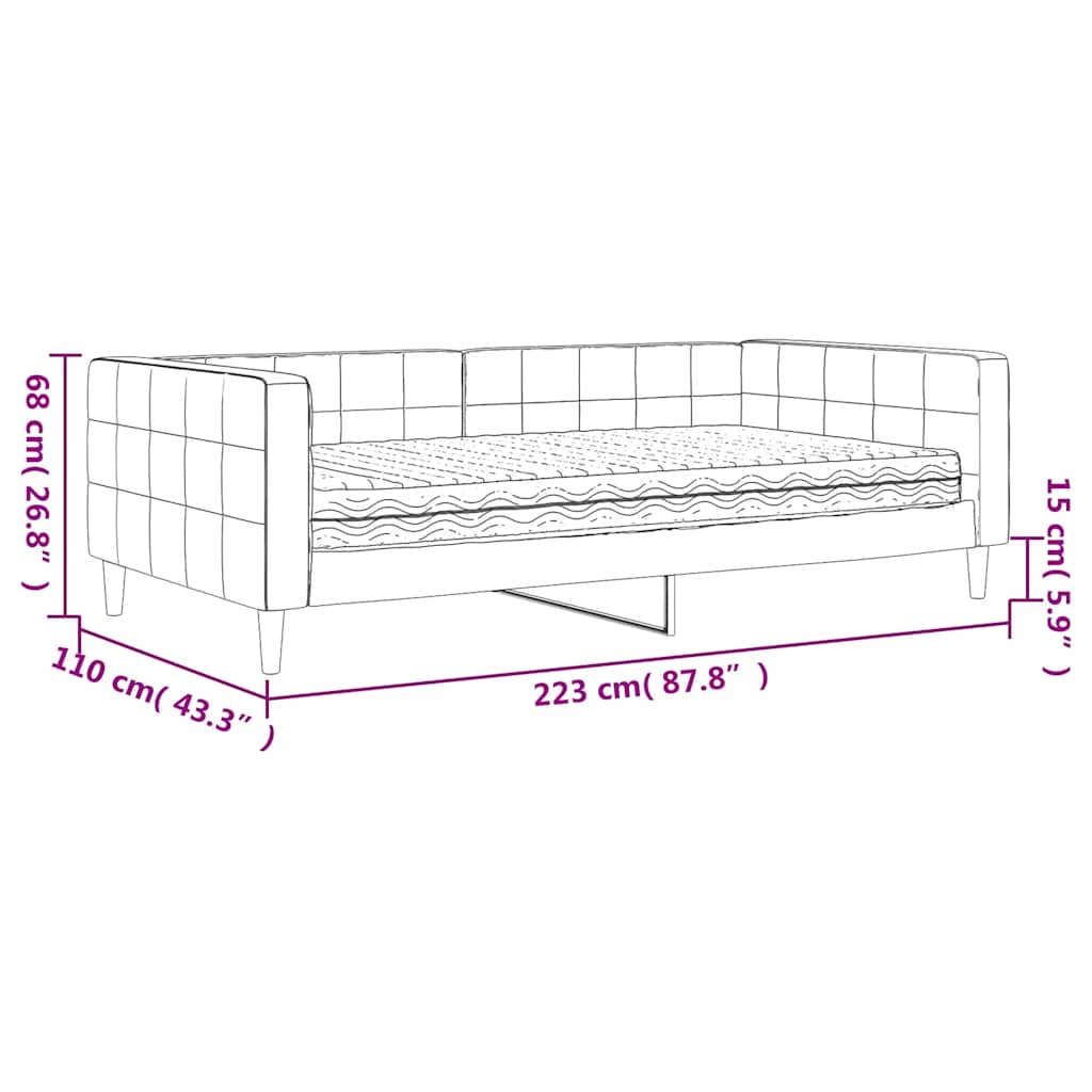 Dnevni krevet s madracem plavi 100 x 200 cm baršunasti