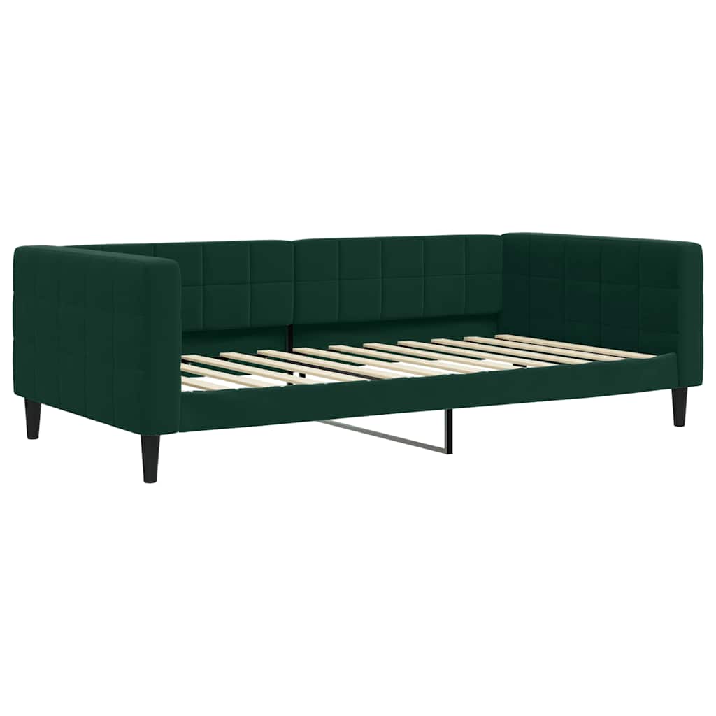 Dnevni krevet s madracem tamnozeleni 100 x 200 cm baršunasti