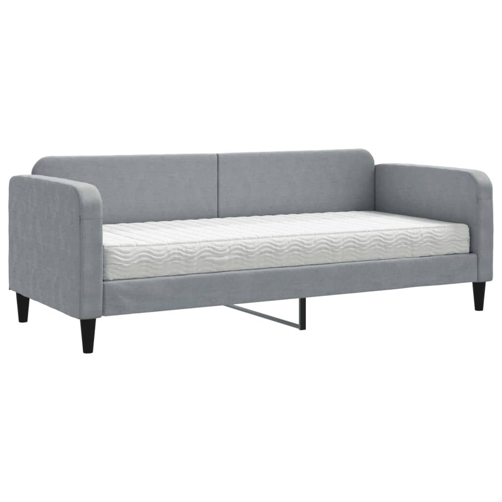 Dnevni krevet s madracem svjetlosivi 80 x 200 cm od tkanine