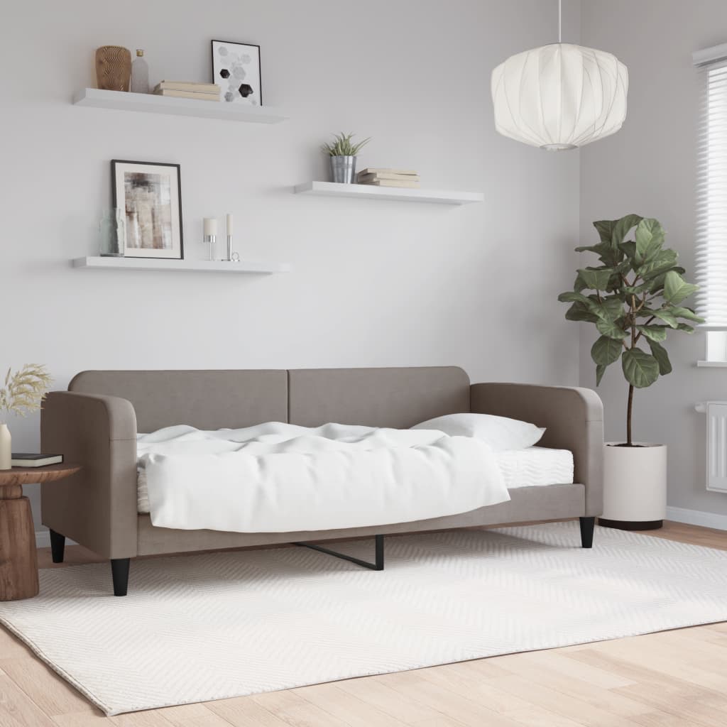 Dnevni krevet s madracem smeđesivi 80 x 200 cm od tkanine