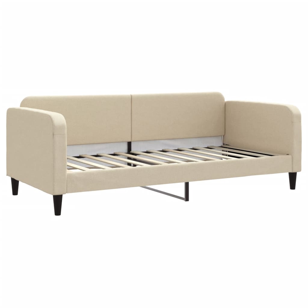 Dnevni krevet s madracem krem 90 x 200 cm od tkanine