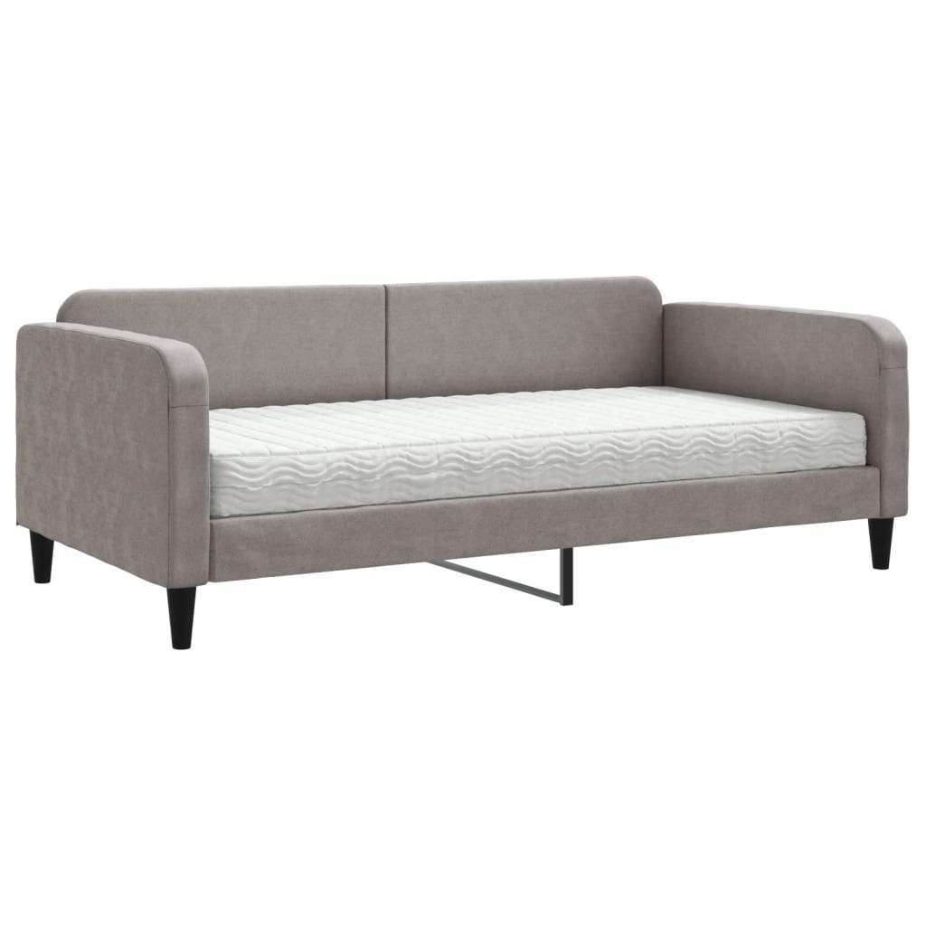Dnevni krevet s madracem smeđesivi 100 x 200 cm od tkanine