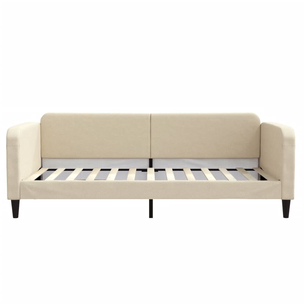 Dnevni krevet s madracem krem 100 x 200 cm od tkanine