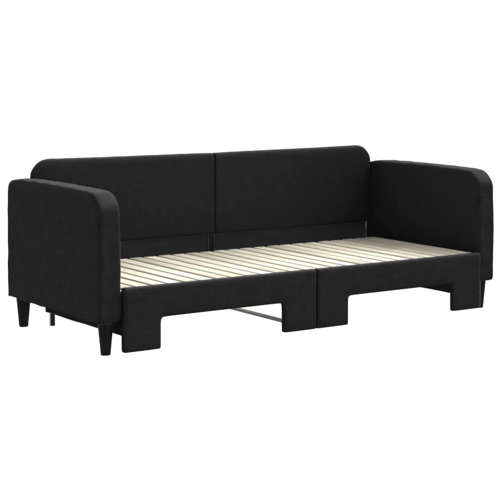 Dnevni krevet na razvlačenje crni 80 x 200 cm od tkanine