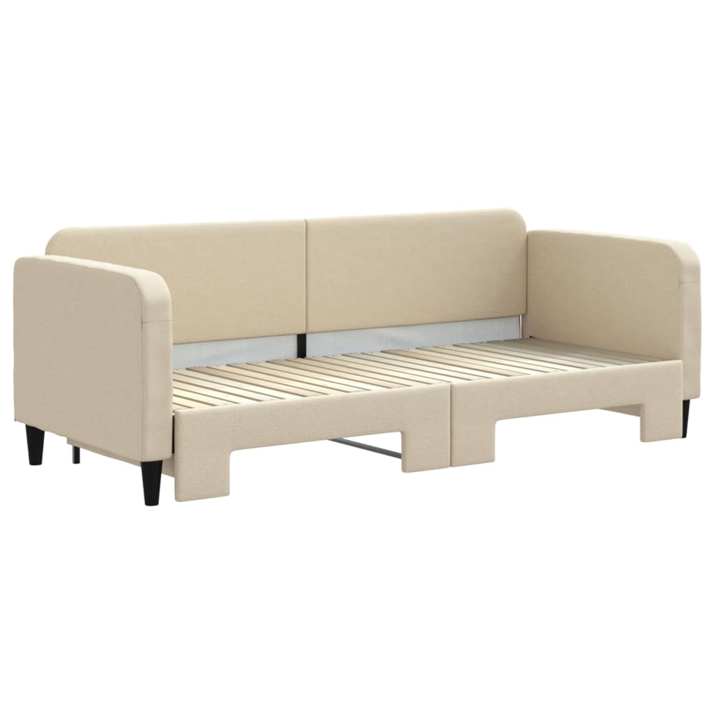 Dnevni krevet na razvlačenje krem 80 x 200 cm od tkanine