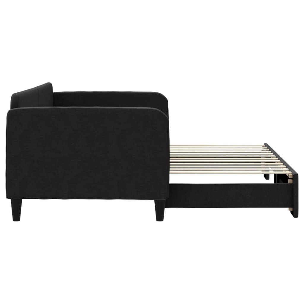 Dnevni krevet na razvlačenje crni 90 x 200 cm od tkanine