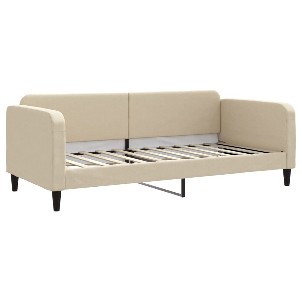 Dnevni krevet na razvlačenje krem 90 x 200 cm od tkanine