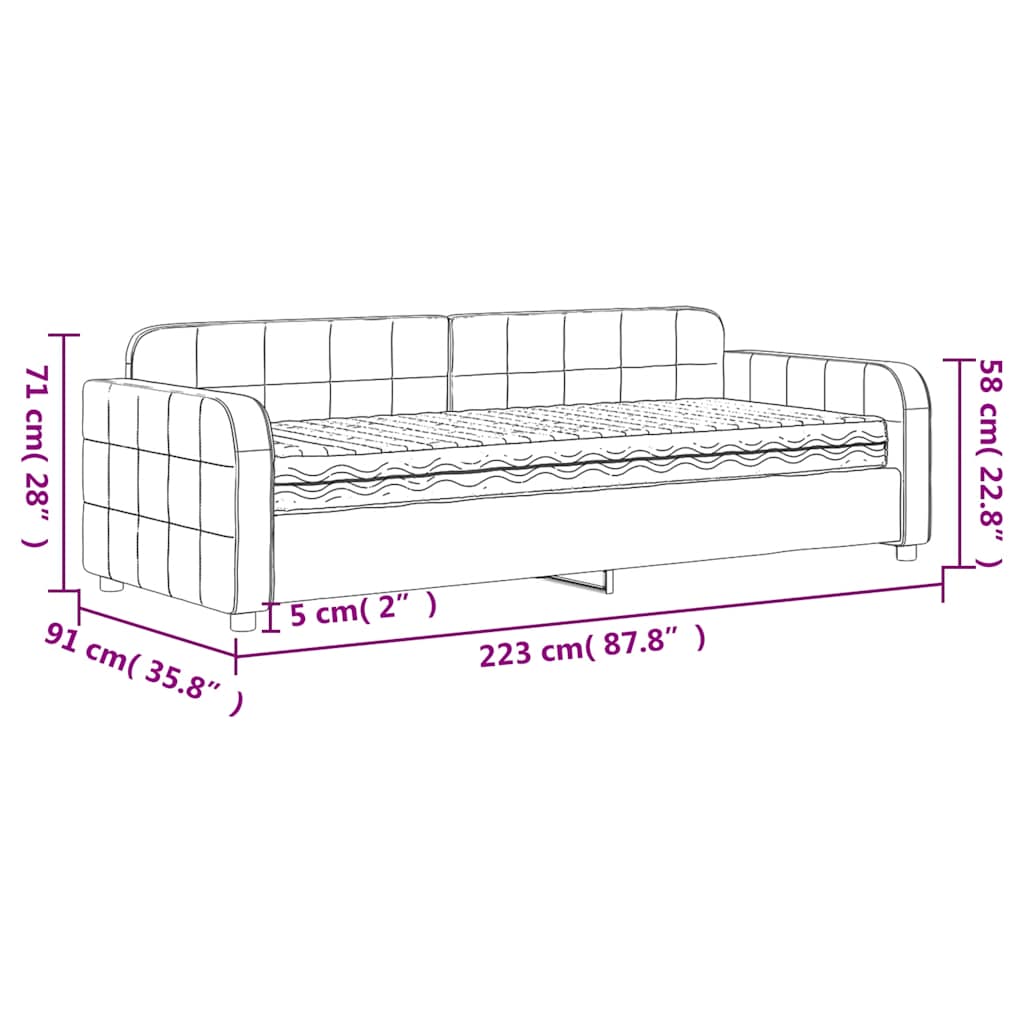 Dnevni krevet s madracem crni 80 x 200 cm baršunasti