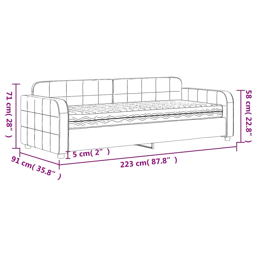 Dnevni krevet s madracem žuti 80 x 200 cm baršunasti