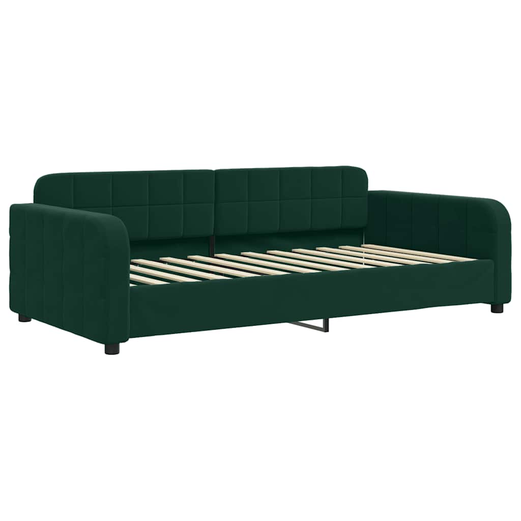 Dnevni krevet s madracem tamnozeleni 90 x 200 cm baršunasti