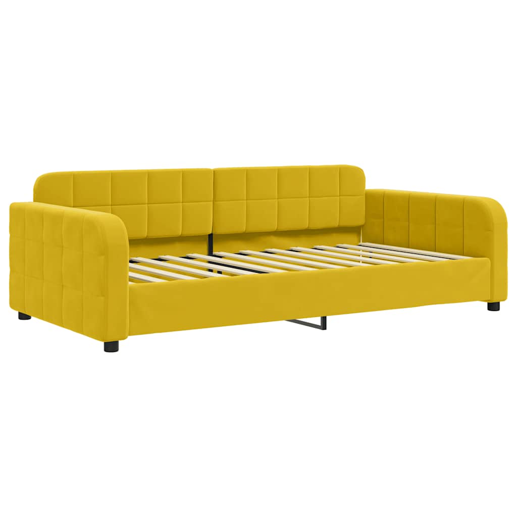 Dnevni krevet s madracem žuti 90 x 200 cm baršunasti