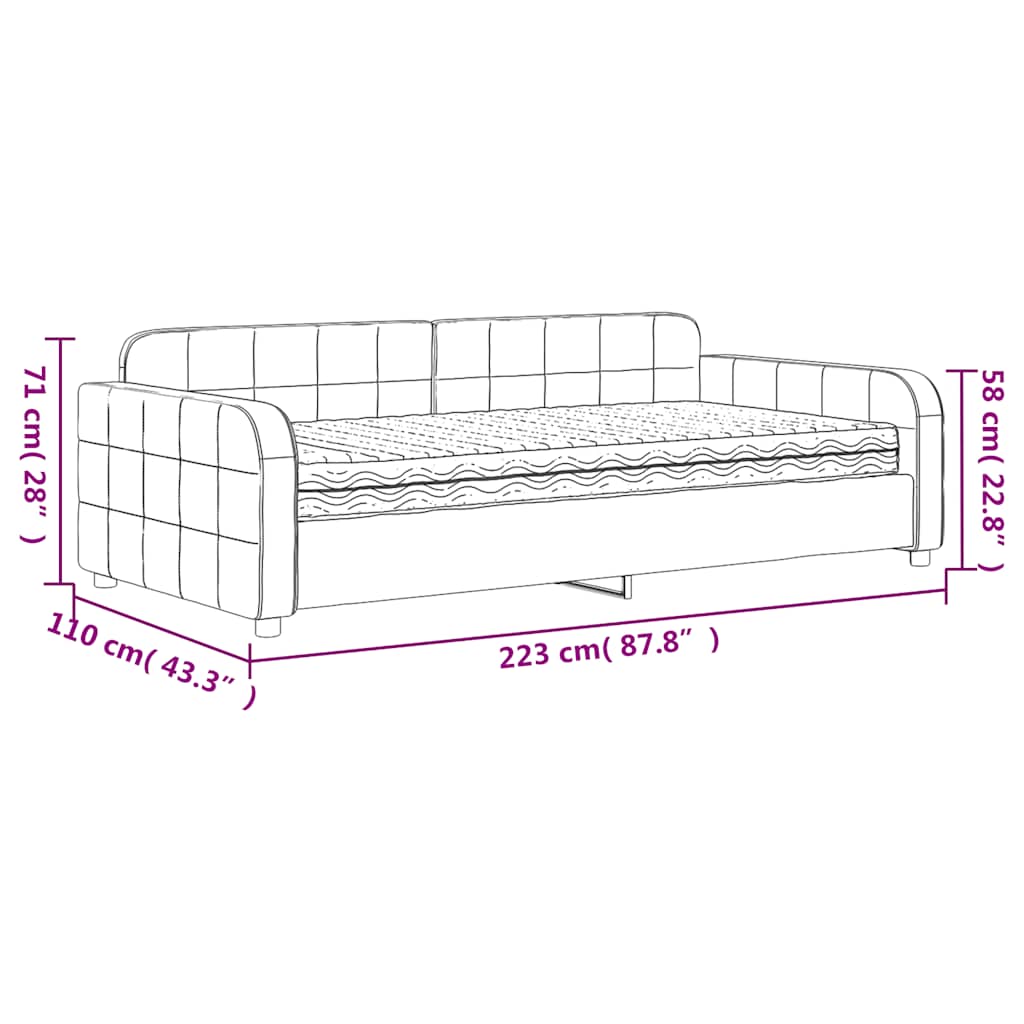 Dnevni krevet s madracem plavi 100 x 200 cm baršunasti