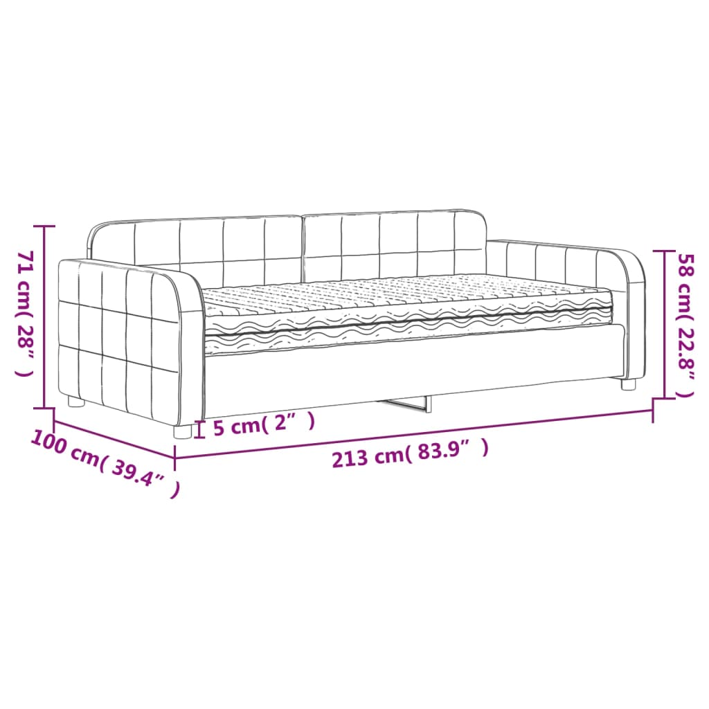 Dnevni krevet s madracem svjetlosivi 90 x 190 cm baršunasti
