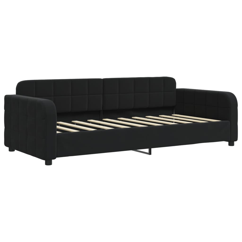 Dnevni krevet s madracem crni 90 x 190 cm baršunasti