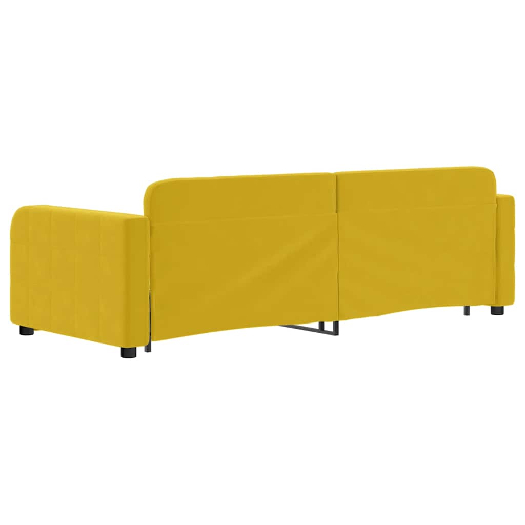 Dnevni krevet na razvlačenje žuti 80 x 200 cm baršunasti
