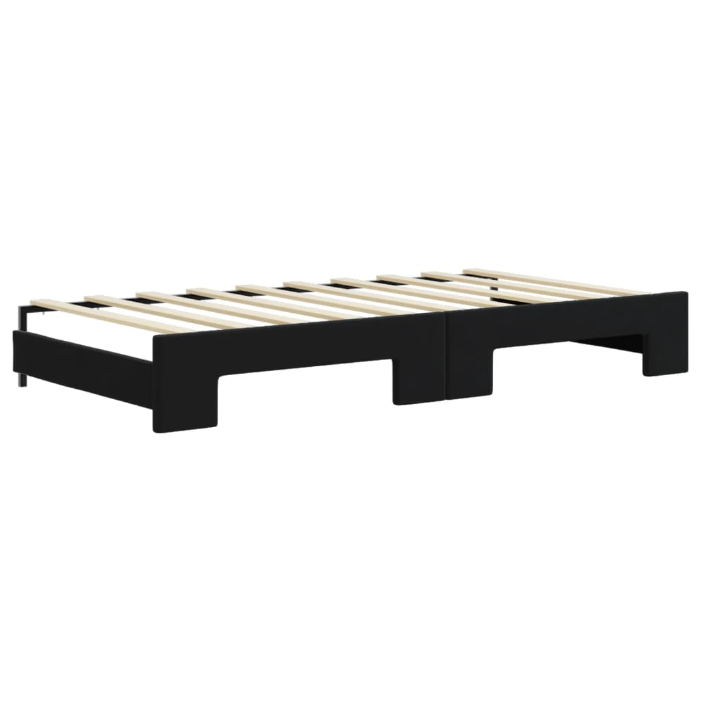 Dnevni krevet na razvlačenje crni 90 x 190 cm baršunasti