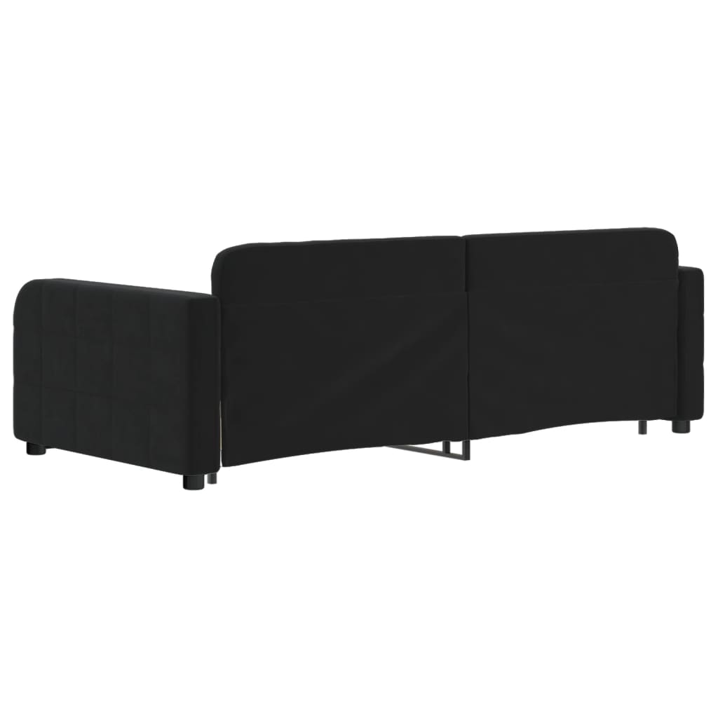 Dnevni krevet na razvlačenje s ladicama crni 90 x 190 cm baršun