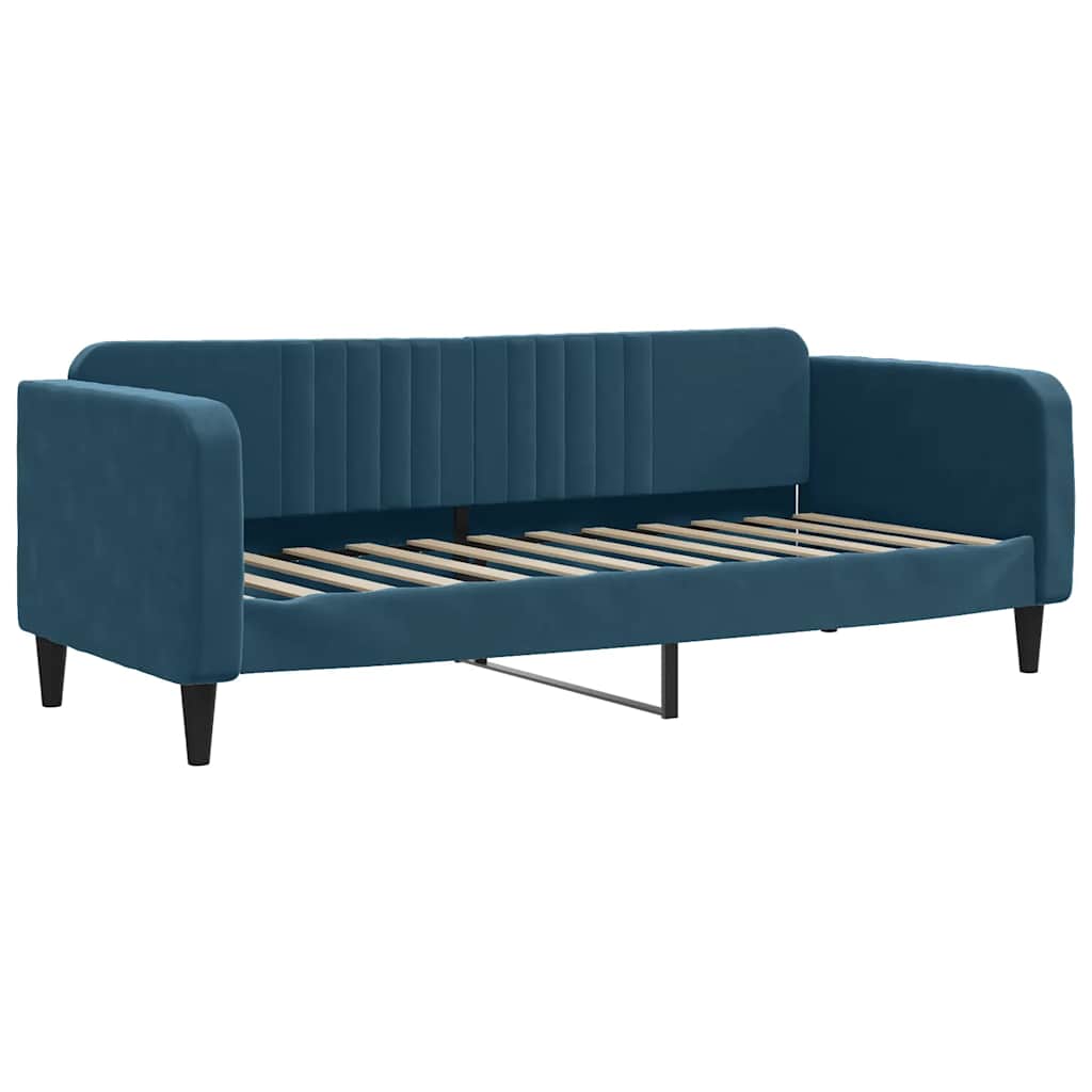 Dnevni krevet s madracem plavi 80 x 200 cm baršunasti