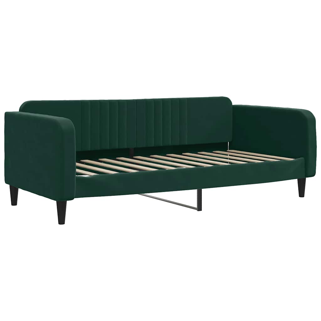 Dnevni krevet s madracem tamnozeleni 90 x 200 cm baršunasti