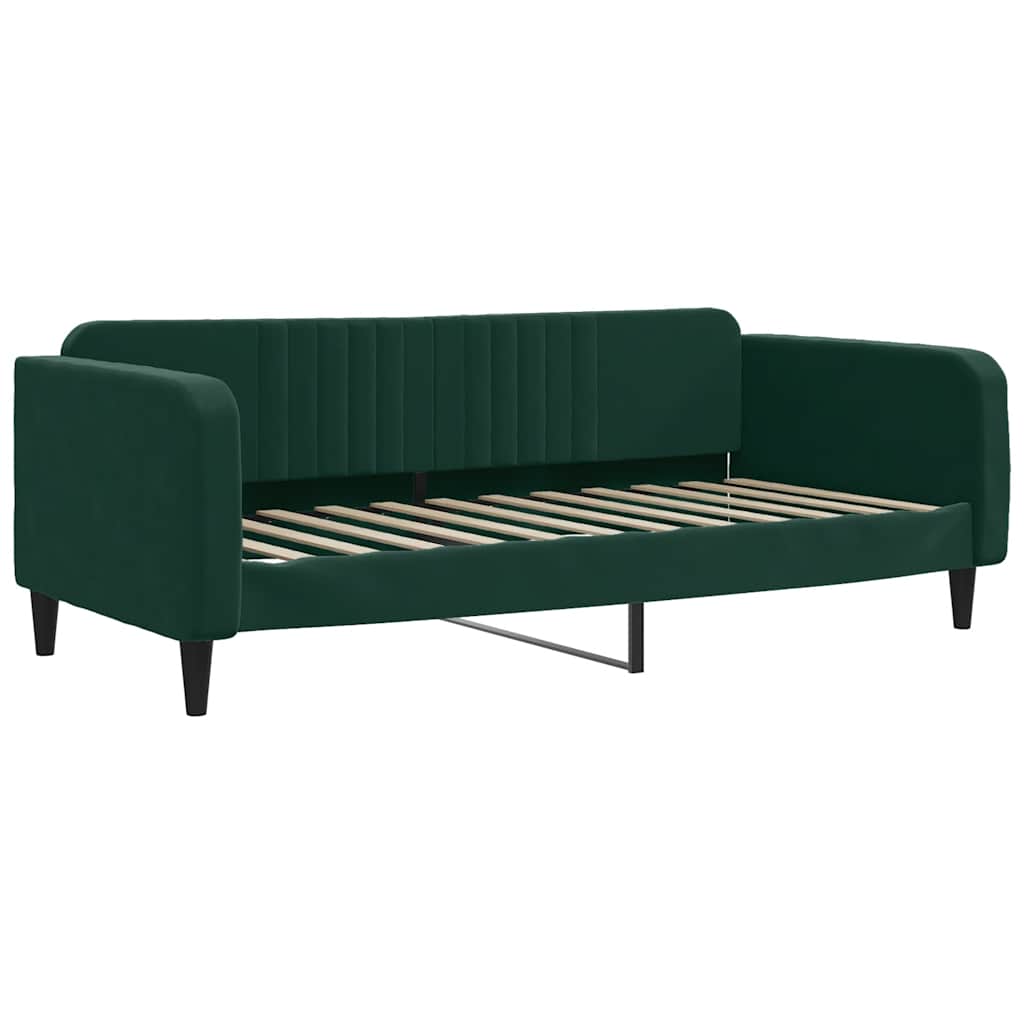 Dnevni krevet s madracem tamnozeleni 100 x 200 cm baršunasti
