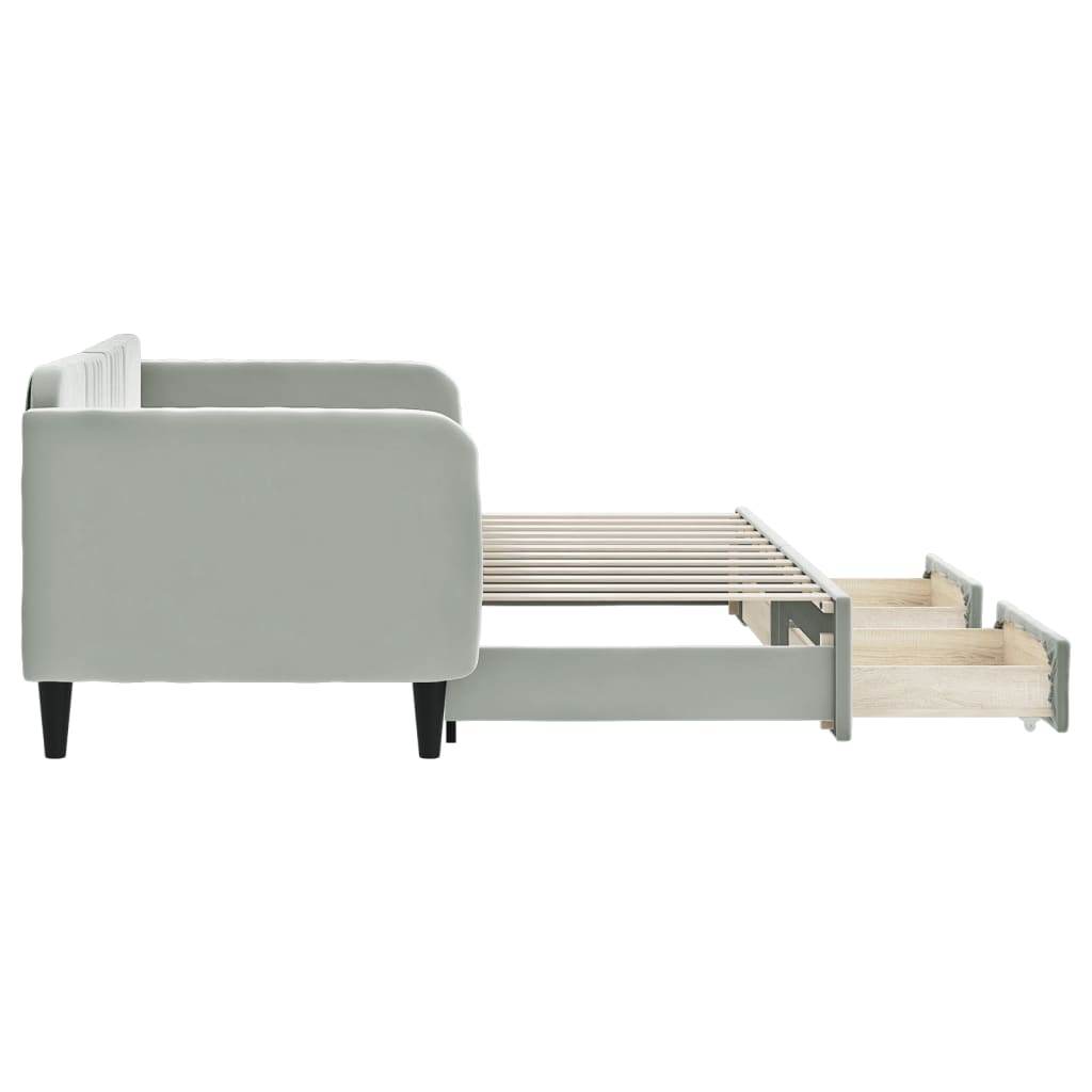 Dnevni krevet na razvlačenje svjetlosivi 80 x 200 cm baršunasti