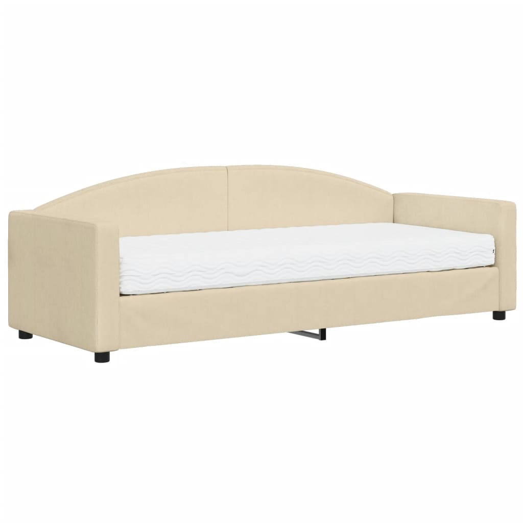 Dnevni krevet s madracem krem 80 x 200 cm od tkanine