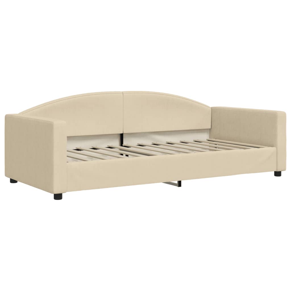 Dnevni krevet s madracem krem 90 x 200 cm od tkanine