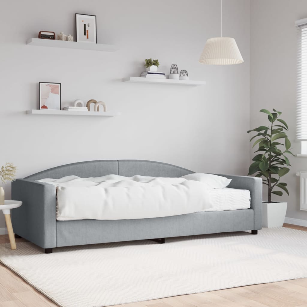 Dnevni krevet s madracem svjetlosivi 100 x 200 cm od tkanine