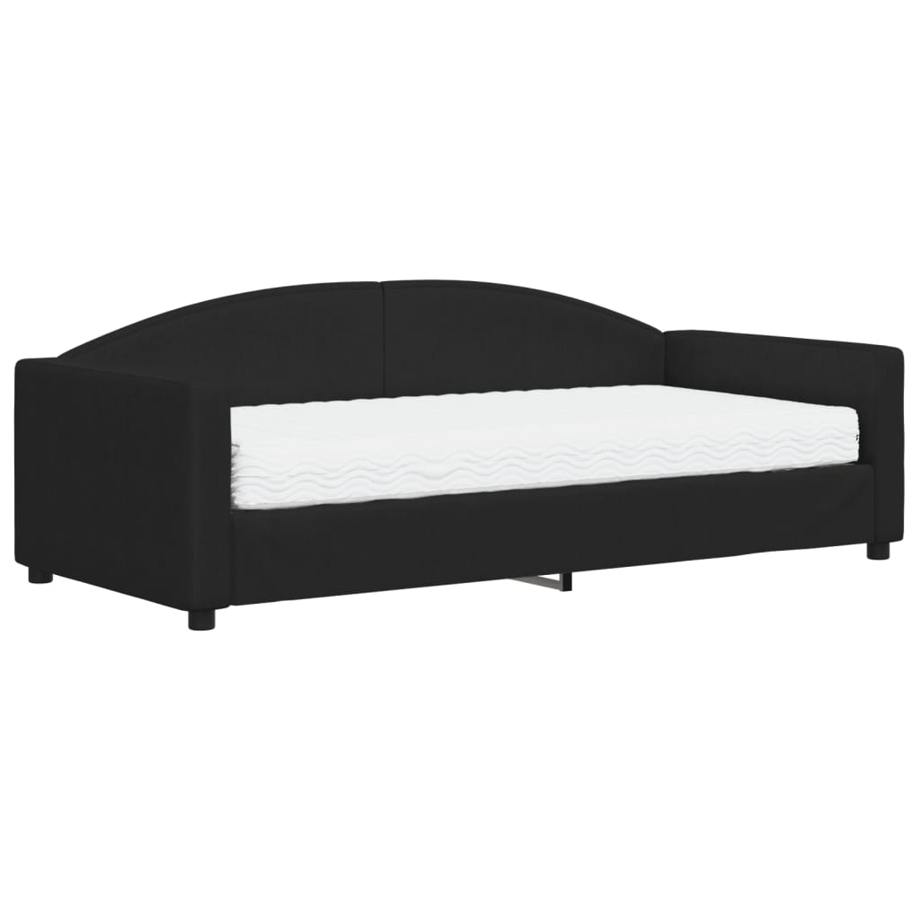 Dnevni krevet s madracem crni 90 x 190 cm od tkanine