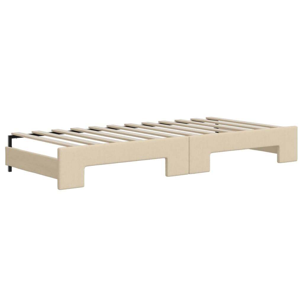 Dnevni krevet na razvlačenje krem 100 x 200 cm od tkanine