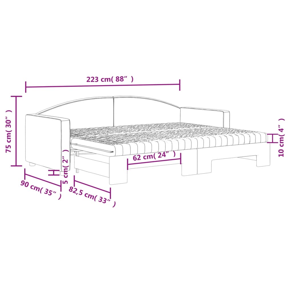 Dnevni krevet na razvlačenje smeđesivi 80 x 200 cm od tkanine