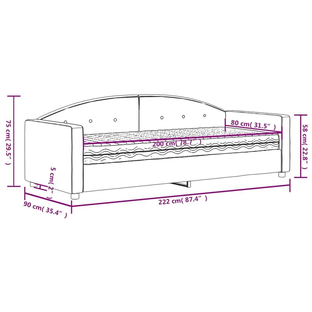 Dnevni krevet s madracem plavi 80 x 200 cm baršunasti