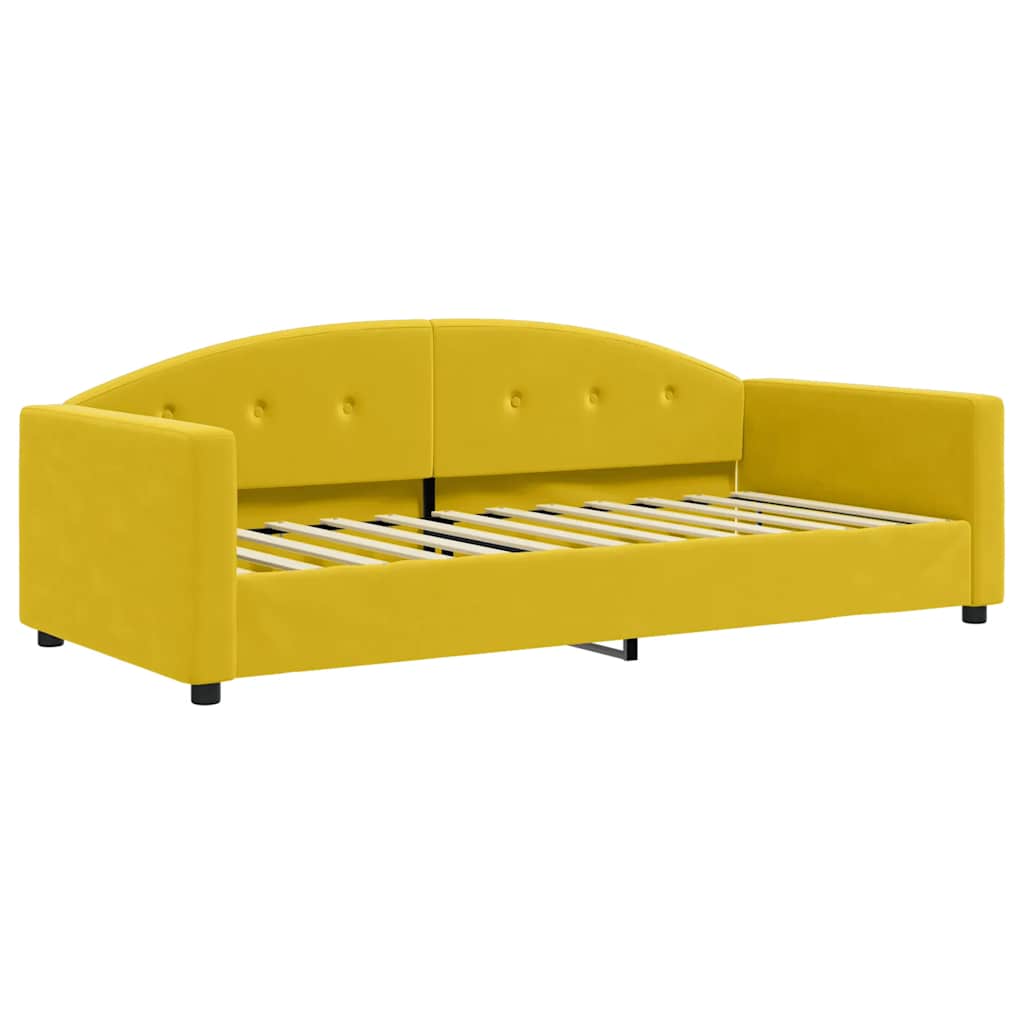 Dnevni krevet s madracem žuti 90 x 200 cm baršunasti