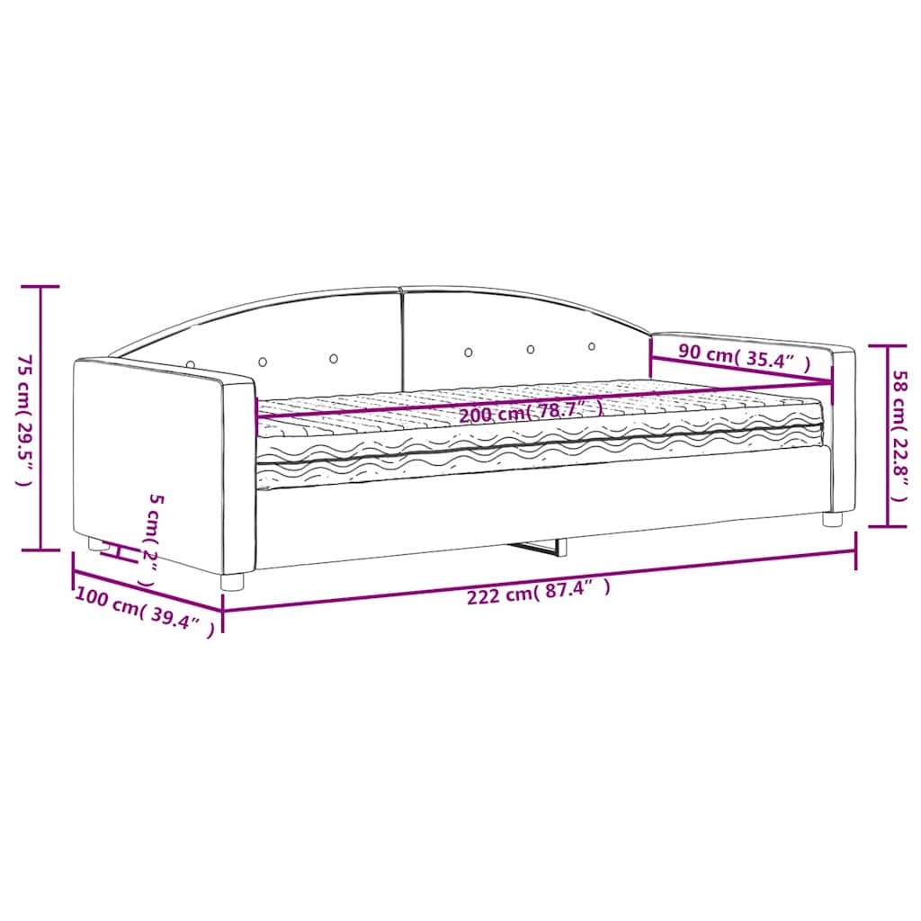 Dnevni krevet s madracem žuti 90 x 200 cm baršunasti