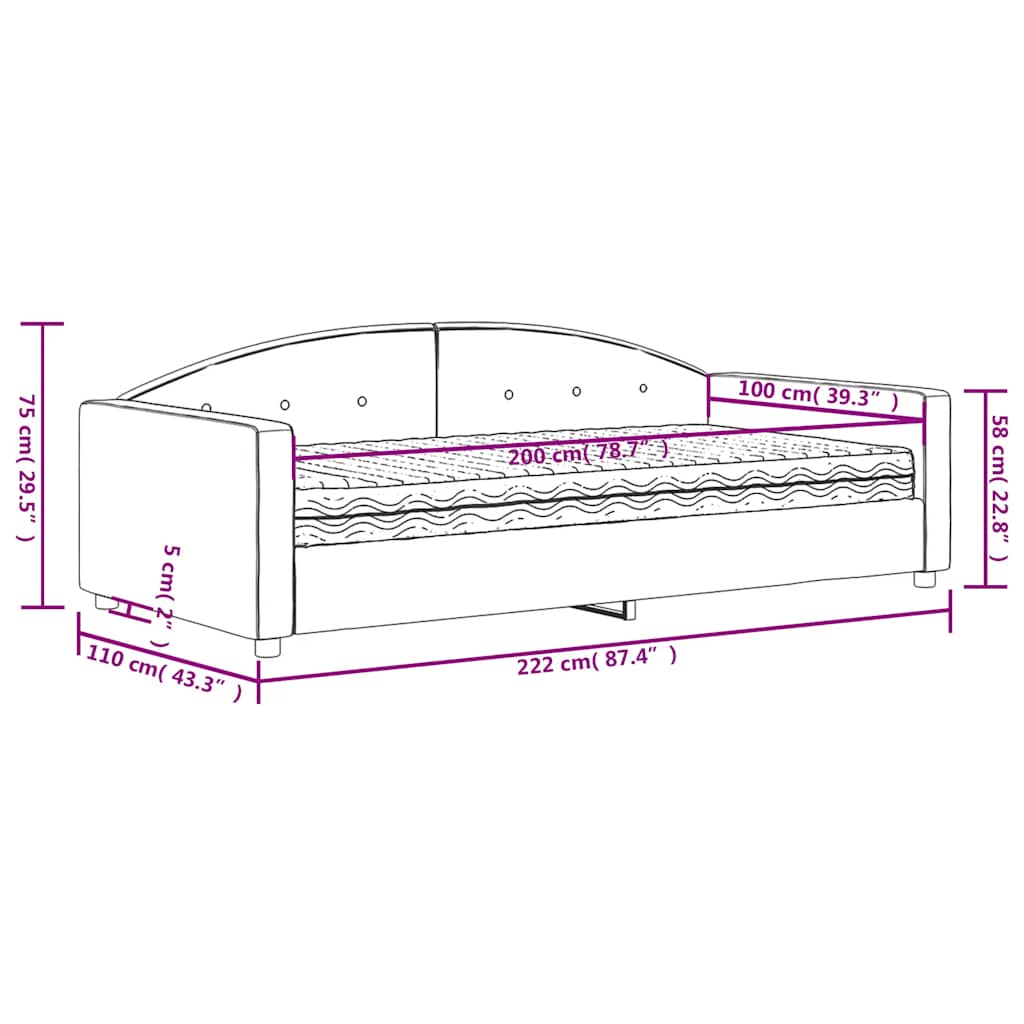 Dnevni krevet s madracem plavi 100 x 200 cm baršunasti