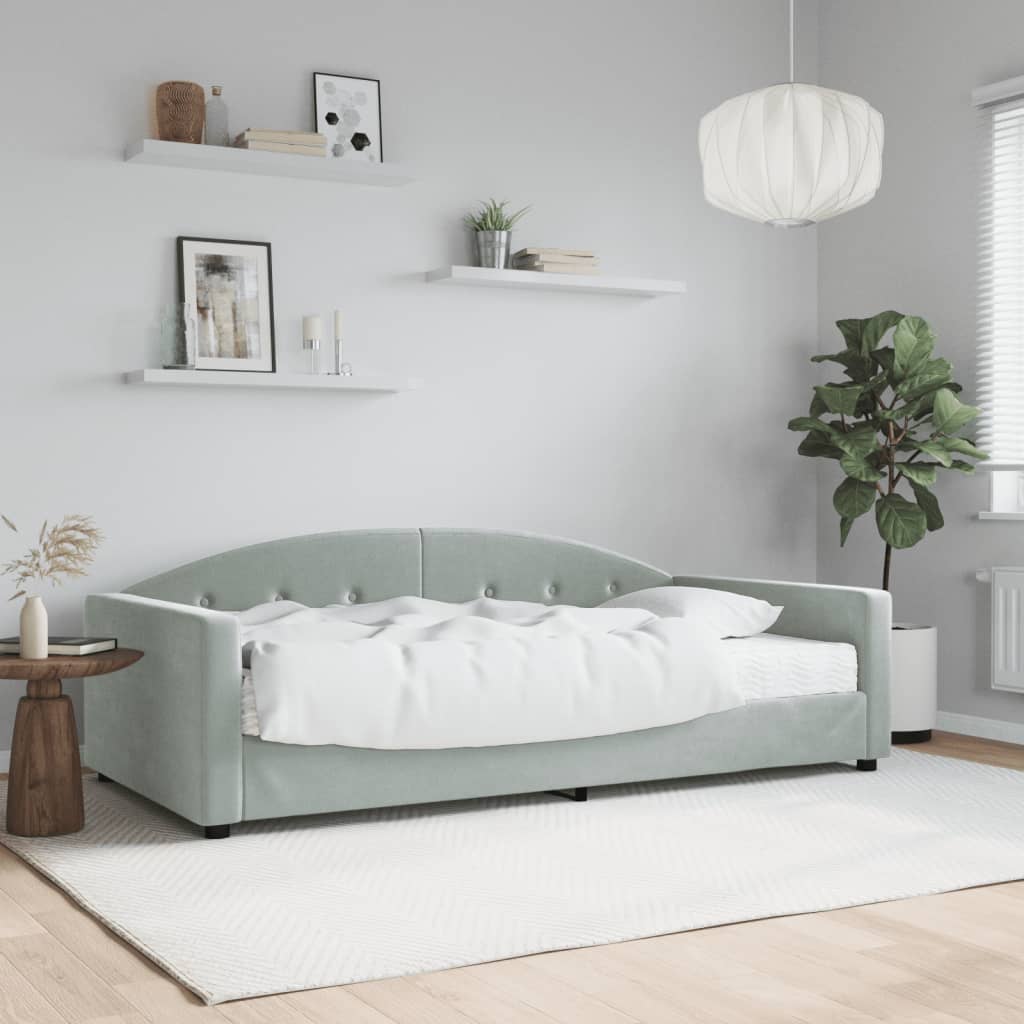 Dnevni krevet s madracem svjetlosivi 100 x 200 cm baršunasti