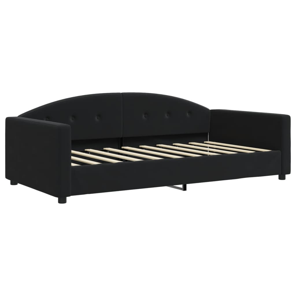 Dnevni krevet s madracem crni 90 x 190 cm baršunasti