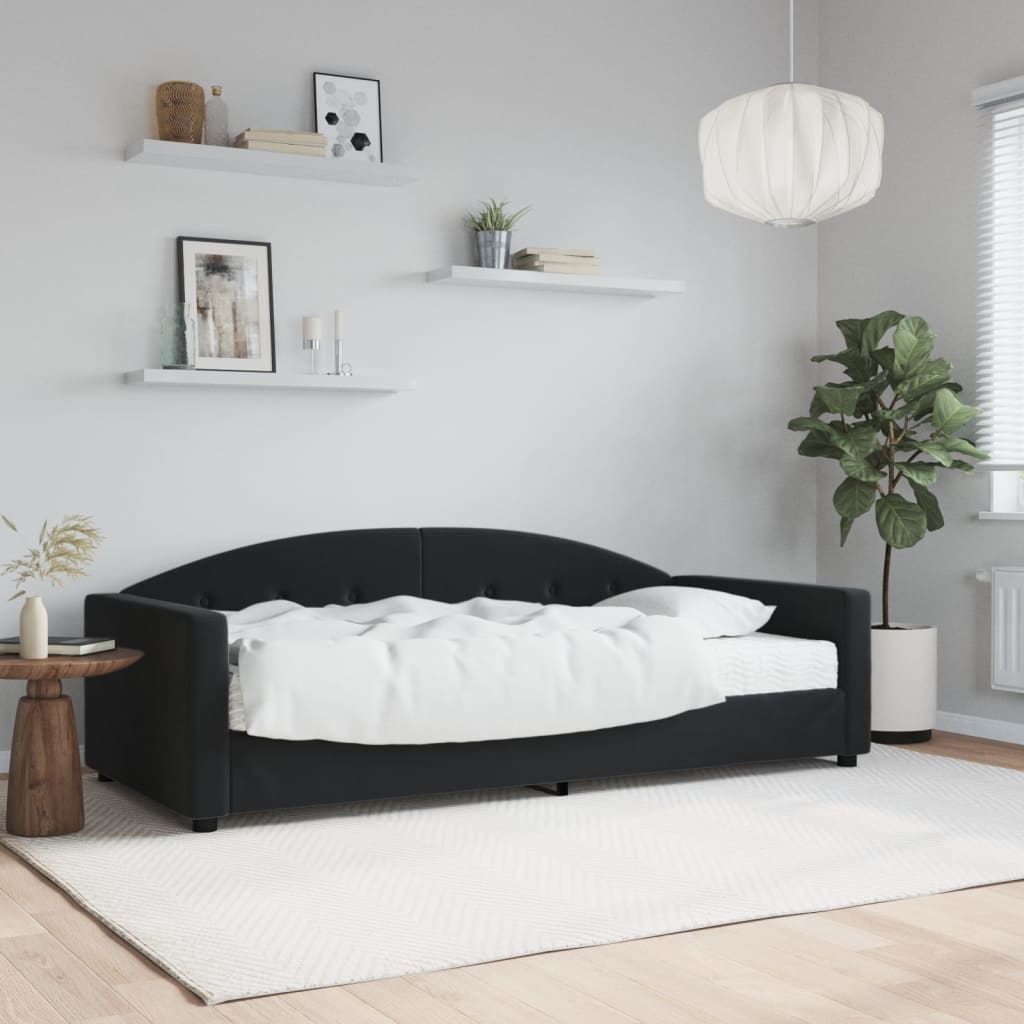 Dnevni krevet s madracem crni 90 x 190 cm baršunasti