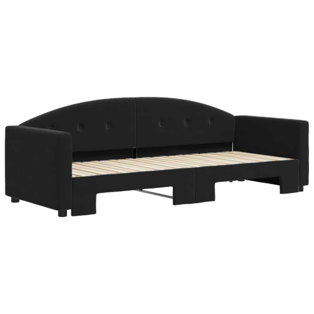 Dnevni krevet na razvlačenje crni 80 x 200 cm baršunasti