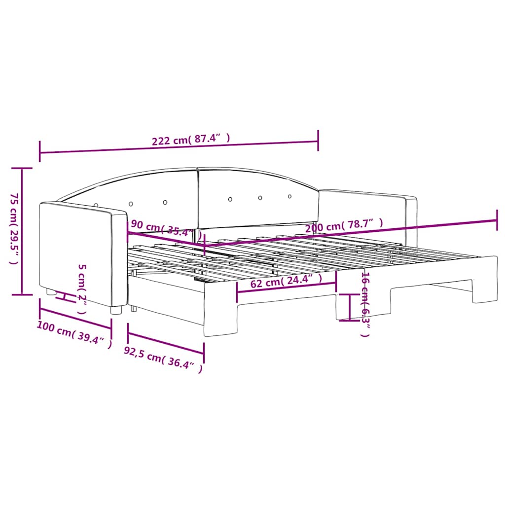 Dnevni krevet na razvlačenje tamnozeleni 90 x 200 cm baršunasti
