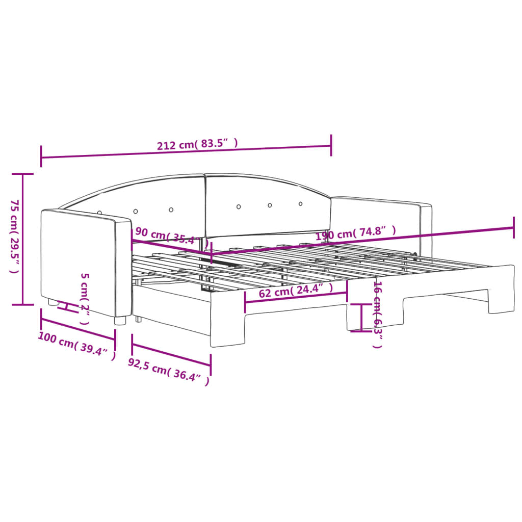 Dnevni krevet na razvlačenje svjetlosivi 90 x 190 cm baršunasti