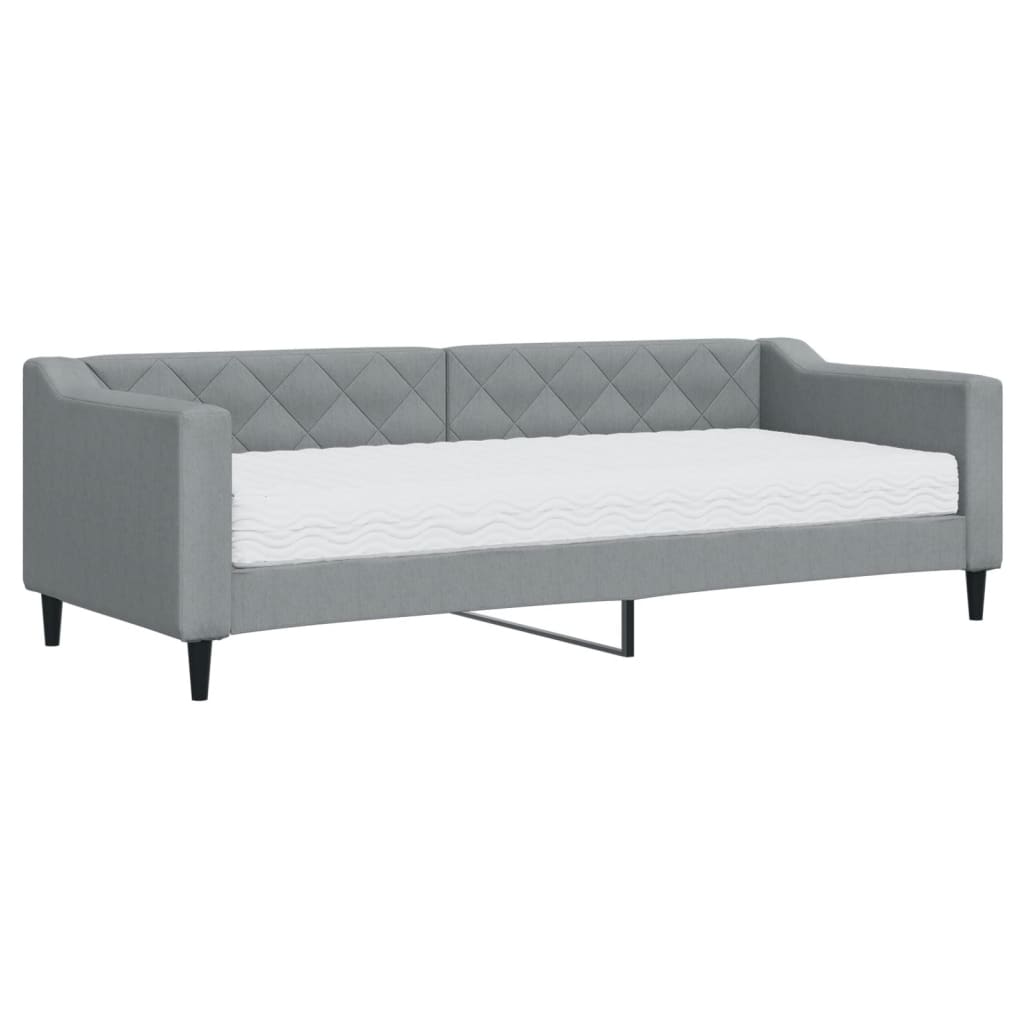 Dnevni krevet s madracem svjetlosivi 80 x 200 cm od tkanine