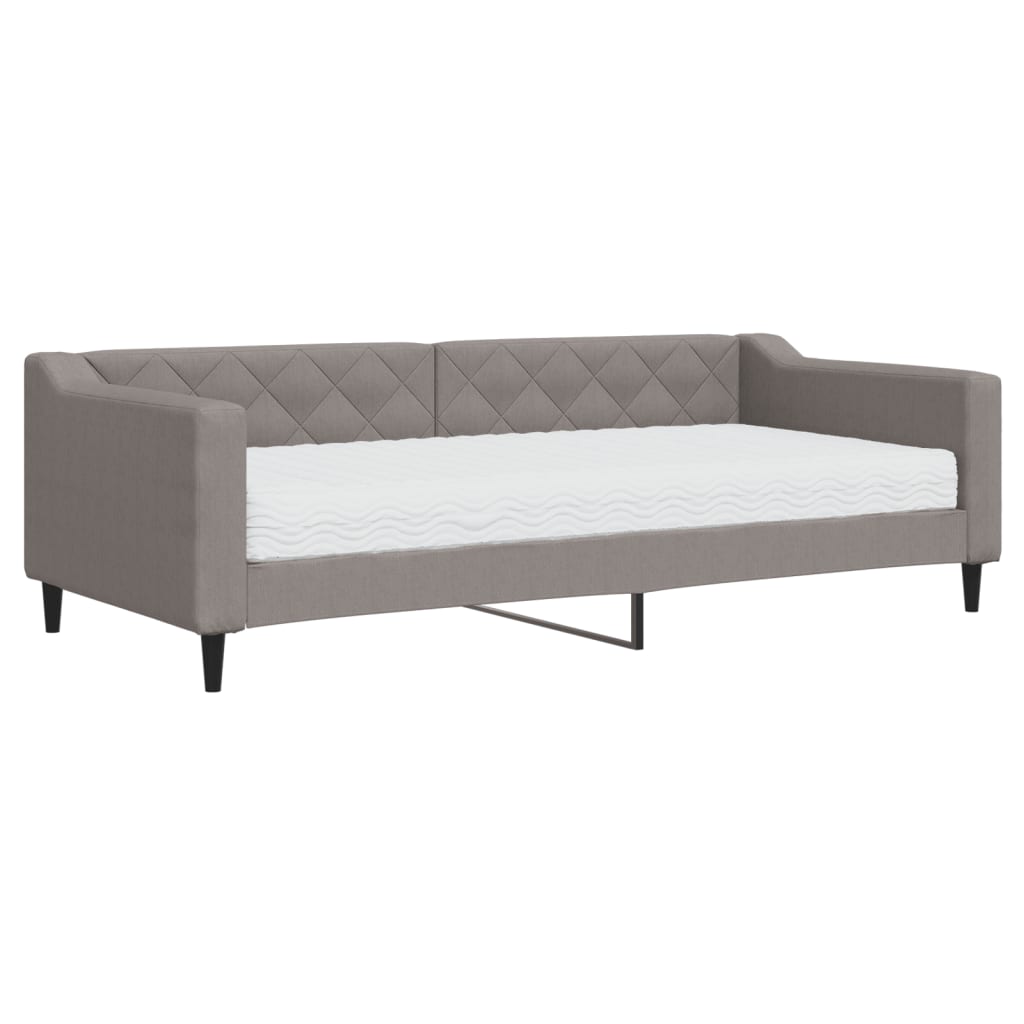 Dnevni krevet s madracem smeđesivi 90 x 200 cm od tkanine