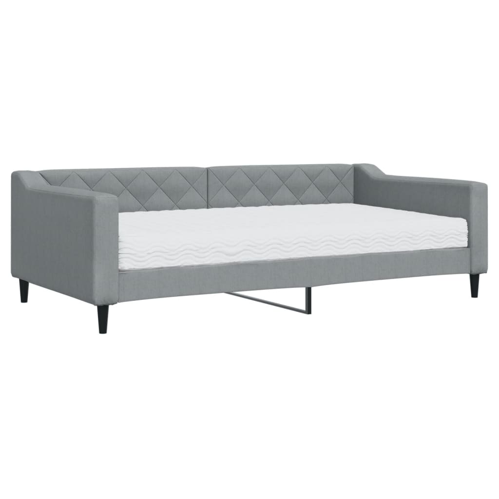 Dnevni krevet s madracem svjetlosivi 100 x 200 cm od tkanine